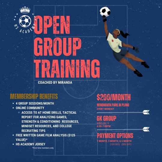 hssocceracademy's tweet photo. New Program Alert!
We are launching our open group training program starting in September. Every Monday (GK only) &amp; Friday (Field Players only) night! We have also created a membership program for online resources. Use code 'FIRST' for 15% off your membership for the first month. https://t.co/VUfSVfYywe