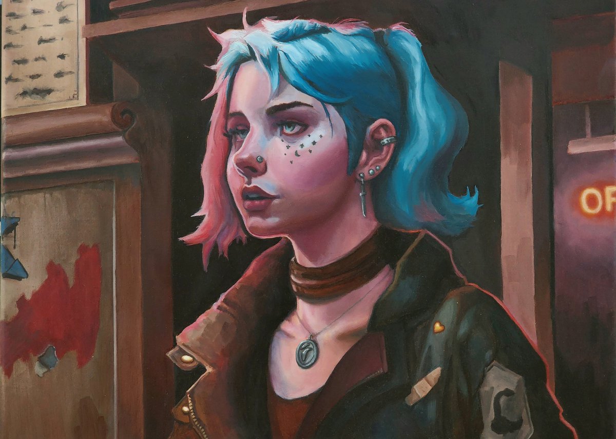 jaminvanderberg's tweet photo. "Breathe," oil painting on 18x24 canvas. I've been working on this painting, on-and-off, for the past 5 months. So excited to fi ally be finished! I love every thing about this painting.
#art #traditional #oilpainting #prettygirl #cyberpunk https://t.co/7mn10quAnz