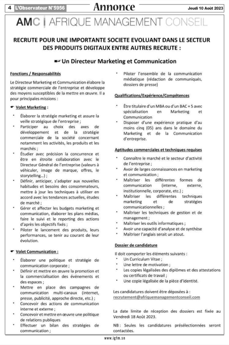 MouhamedFadilou's tweet photo. Quelques opportunités à partager avec vous :
#senjob https://t.co/KnN6kGjyYI