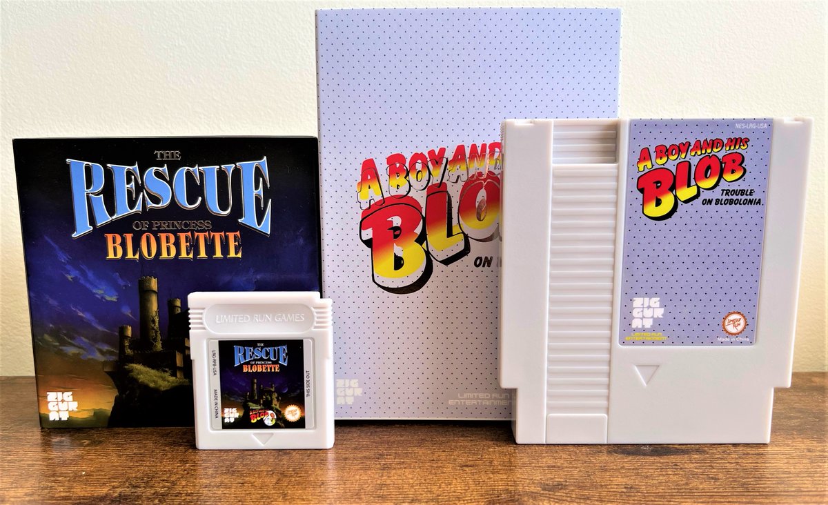 AlbinoBandit's tweet image. Delivered over the weekend were these re-issues of The Rescue of Princess Blobette on Nintendo Game Boy and A Boy and his Blob: Trouble on Blobolonia on Nintendo NES. Both on white cartridges! 

#ABoyAndHisBlob #Nintendo #GameBoy #NES