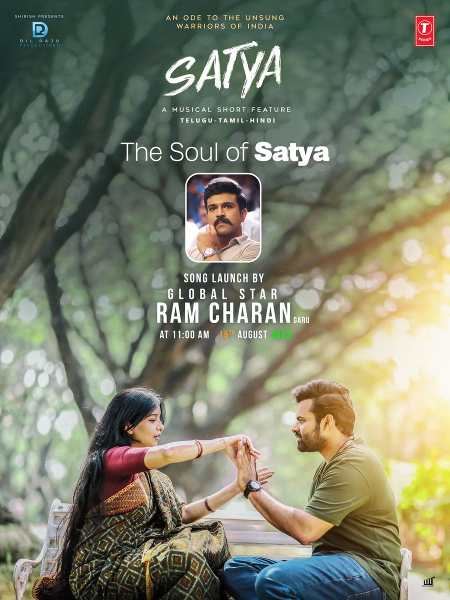 Yet again,
Destiny proves it Magic!!!
The Man who introduced us to each other and bloomed our friendship is now releasing the #TheSoulOfSatya from the Ode to the Unsung warriors we both have made together.
Thank you Charan @AlwaysRamCharan for introducing me to this amazing human…