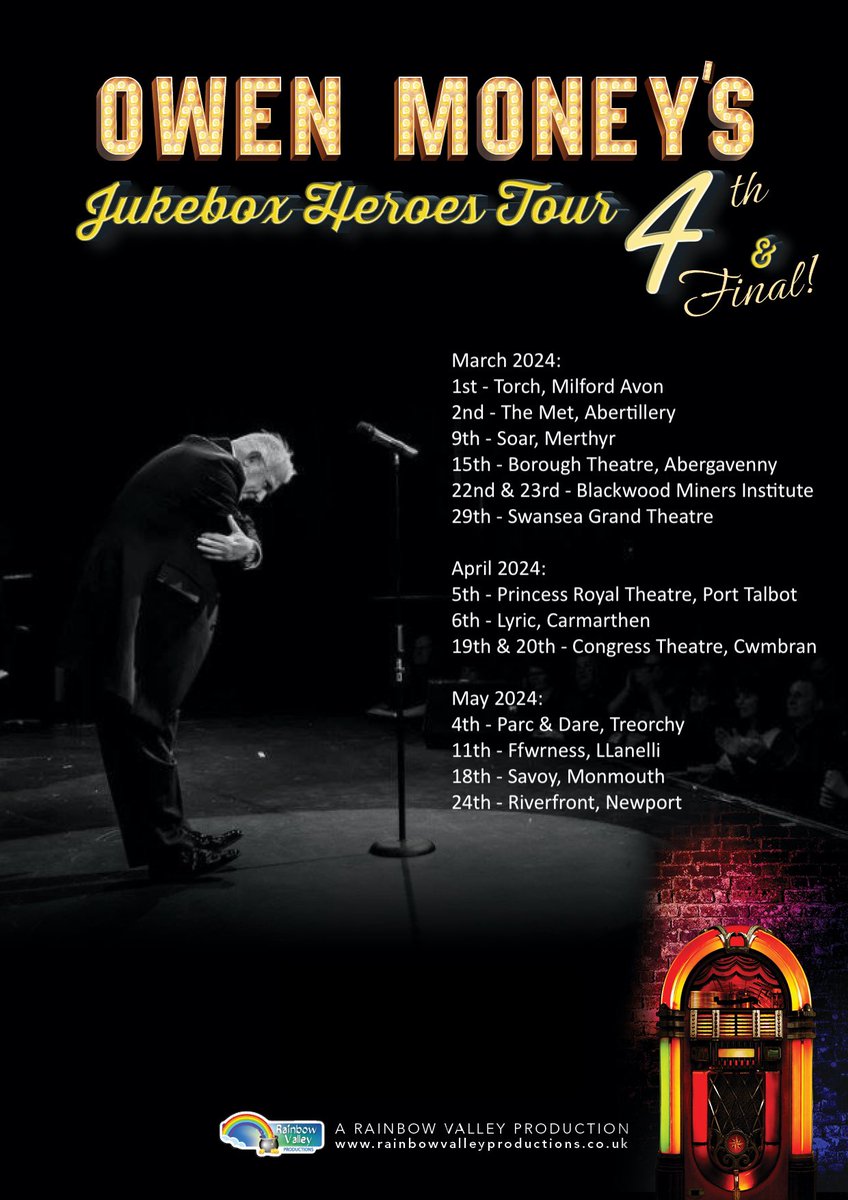 It’s a date‼️ here are some of the confirmed venues & dates 🎭📆 for @owenmoneycomic s Jukebox Heores 4th & Final tour 🎙️ some are on sale others will be shortly & we have a few more to add here 🤩 👀