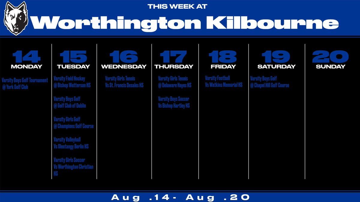 WKHSWolves (@wkhswolves) on Twitter photo Week 1 of the Fall varsity season is here! Come out & support the Pack!
Online tickets/passes are available at worthington.k12.oh.us/Page/4630
<a href="/WKHSWOLVESGOLF/">WKHS Boys Golf</a> <a href="/KilbourneFB/">Worthington Kilbourne Football</a> <a href="/WKHSgten/">WKHS Girls Tennis</a> <a href="/WKHS_GSOC/">WKHS girls soccer</a> <a href="/WKHSboyssoccer/">WKHS Boys Soccer</a> <a href="/WKHS_WomenVball/">WKHS Women's V-ball</a> <a href="/WKHSFockey/">WKHSFockey</a> Week 1 of the Fall varsity season is here! Come out & support the Pack!
Online tickets/passes are available at worthington.k12.oh.us/Page/4630
<a href="/WKHSWOLVESGOLF/">WKHS Boys Golf</a> <a href="/KilbourneFB/">Worthington Kilbourne Football</a> <a href="/WKHSgten/">WKHS Girls Tennis</a> <a href="/WKHS_GSOC/">WKHS girls soccer</a> <a href="/WKHSboyssoccer/">WKHS Boys Soccer</a> <a href="/WKHS_WomenVball/">WKHS Women's V-ball</a> <a href="/WKHSFockey/">WKHSFockey</a>