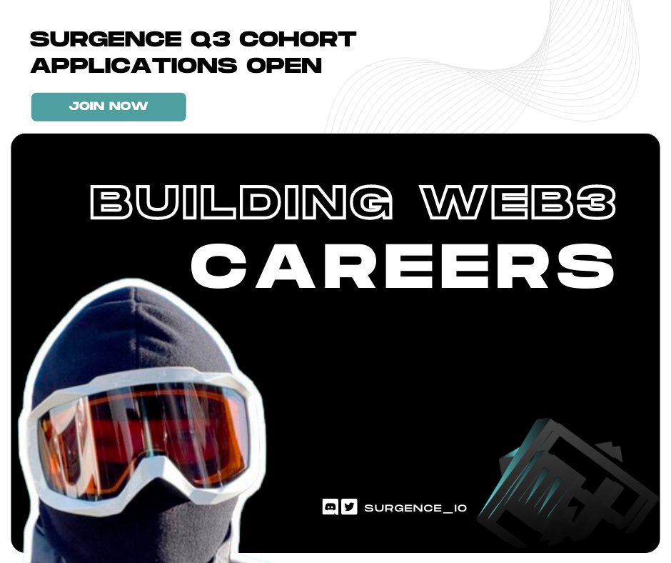 Looking to start a career in web3? Surgence can help.

Surgence is a 360 incubator, nurturing talent and fostering connections with our partners, clients and start-ups within our program.

If you're a builder searching for your breakthrough in web3, this is for you.

Continue