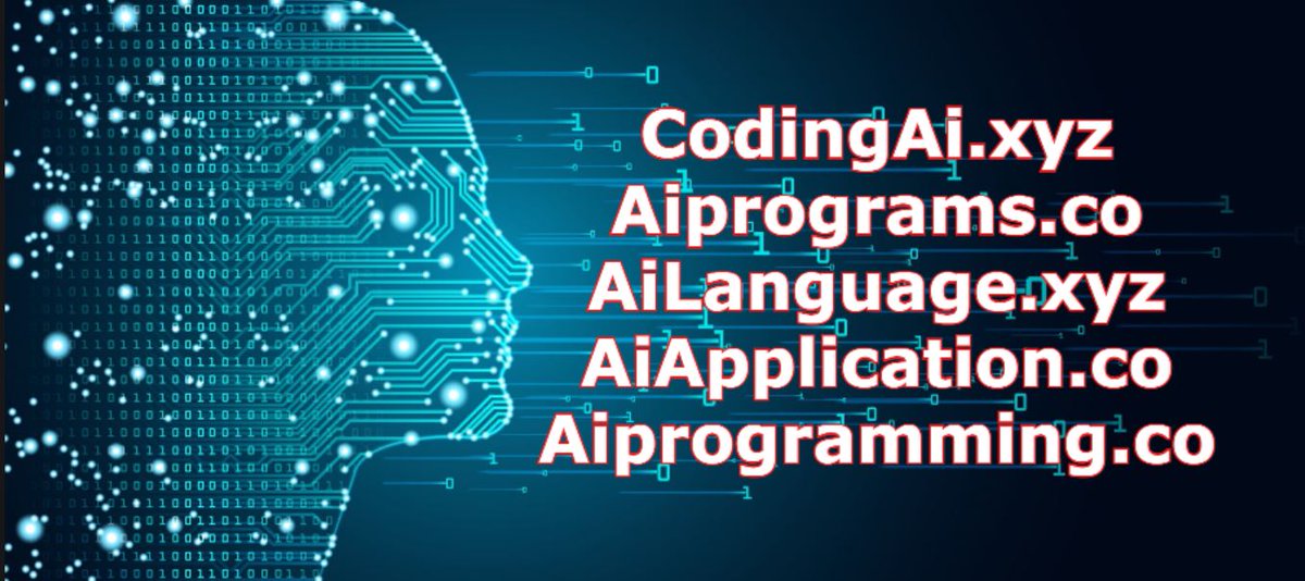 OfficeMetaverse's tweet image. DOMAINS FOR SALE
#codingai
#aiprograms
#ailanguage
#aiapplication
#aiprogramming
#ArtificialIntelligence #ai