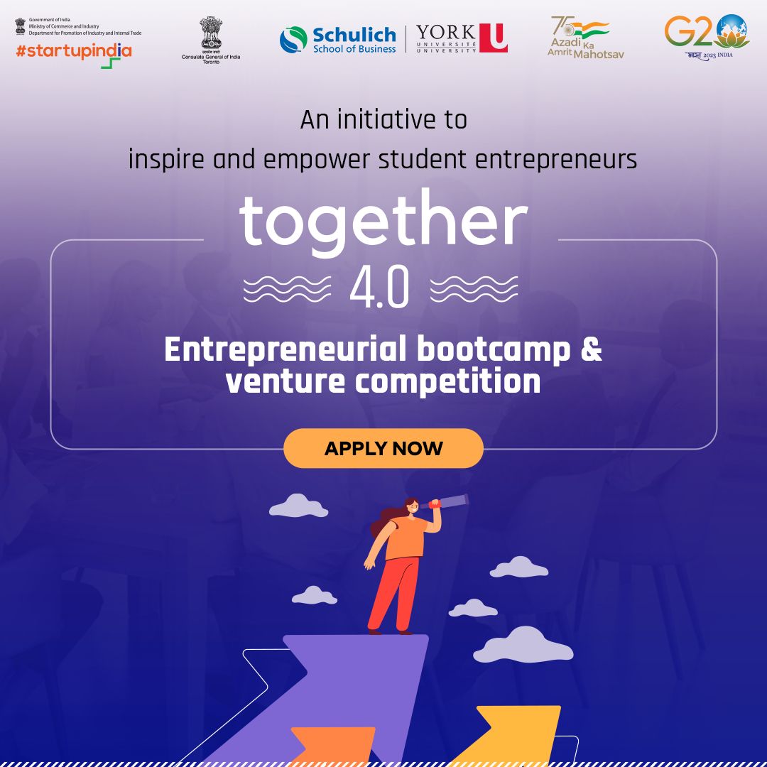 startupindia's tweet photo. Indian student entrepreneurs, the stage is set for you! The most awaited Together 4.0- Entrepreneurial boot camp & venture competition is here to inspire and empower.
To apply, visit: https://t.co/kAzCfQqKdo
#together4.0 #StartupIndia #IndianEntrepreneurs
@SchulichSchool https://t.co/7oRnyIBOoS