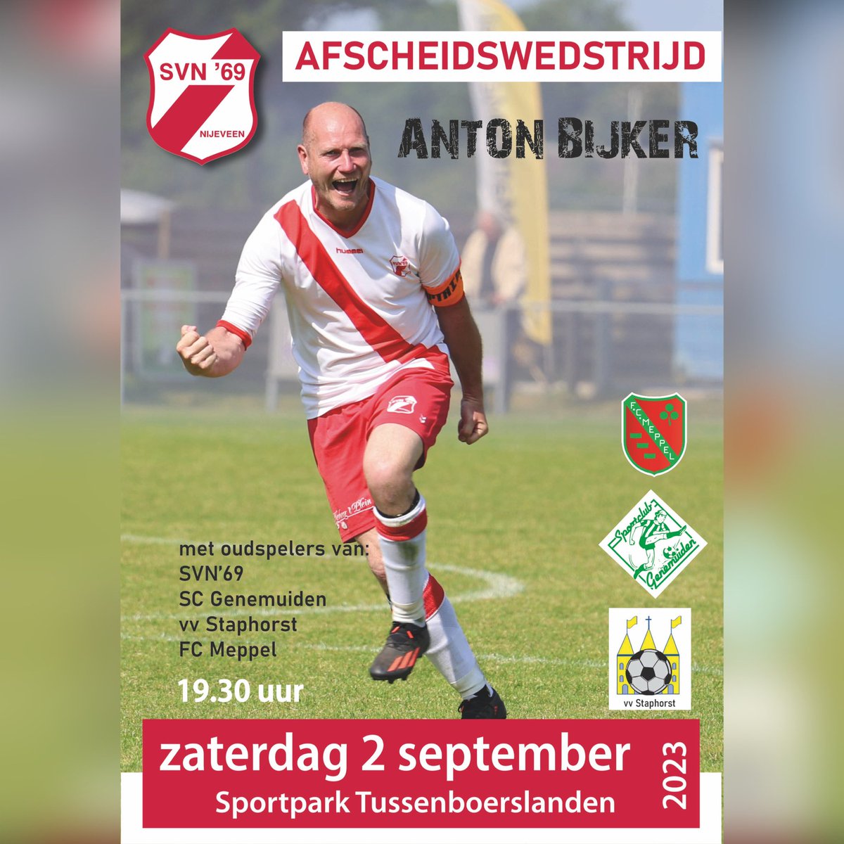 ⚽️ SVN'69 ⚽️ (@svn69nijeveen) on Twitter photo Zaterdag 2 september, 1 laatste keer! Jij bent er toch ook bij?! Zaterdag 2 september, 1 laatste keer! Jij bent er toch ook bij?!