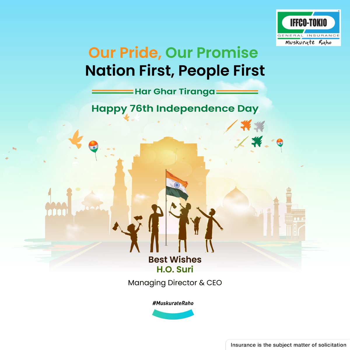 Let's celebrate the Spirit of Freedom and Cherish the Unity that propels us Forward. Wishing Everyone A Very #HappyIndependenceDay #HarGharTiranga #FreedomToSmile