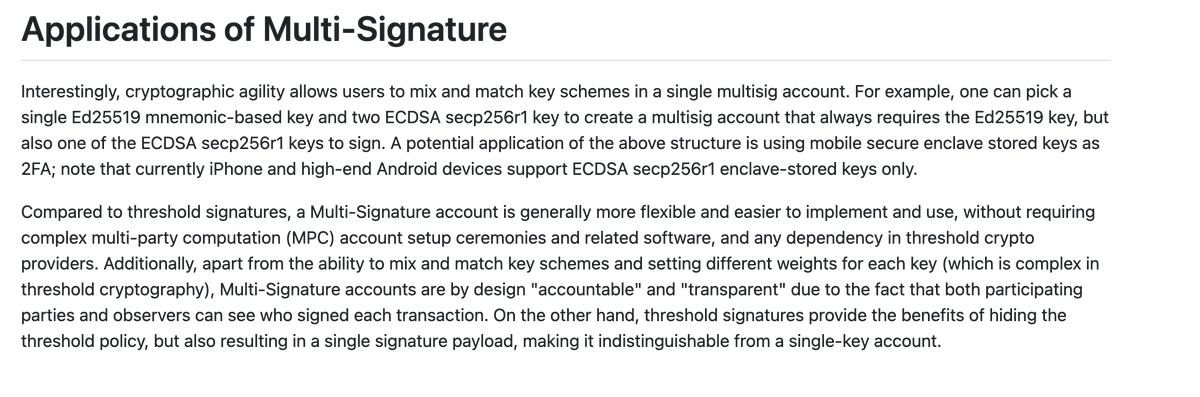 shek_dev's tweet image. This is actually pretty cool. Multi sig with 1 ed25519 and 2 secp256r1/passkeys. Feels like this is kinda where we are headed to harden self custody.