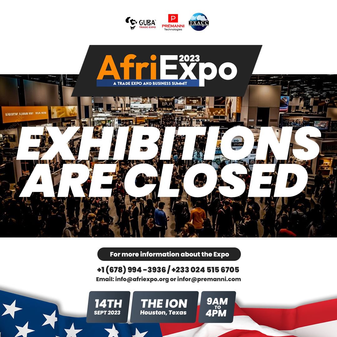 GubaTradeExpo's tweet photo. Registration for exhibitions at the AfriExpo 2023 are officially closed, you can however register as an attendee. 

Register here: https://t.co/lUHuzPlj5P

#afriexpo2023 #GUBA https://t.co/KxtrIoGaIg