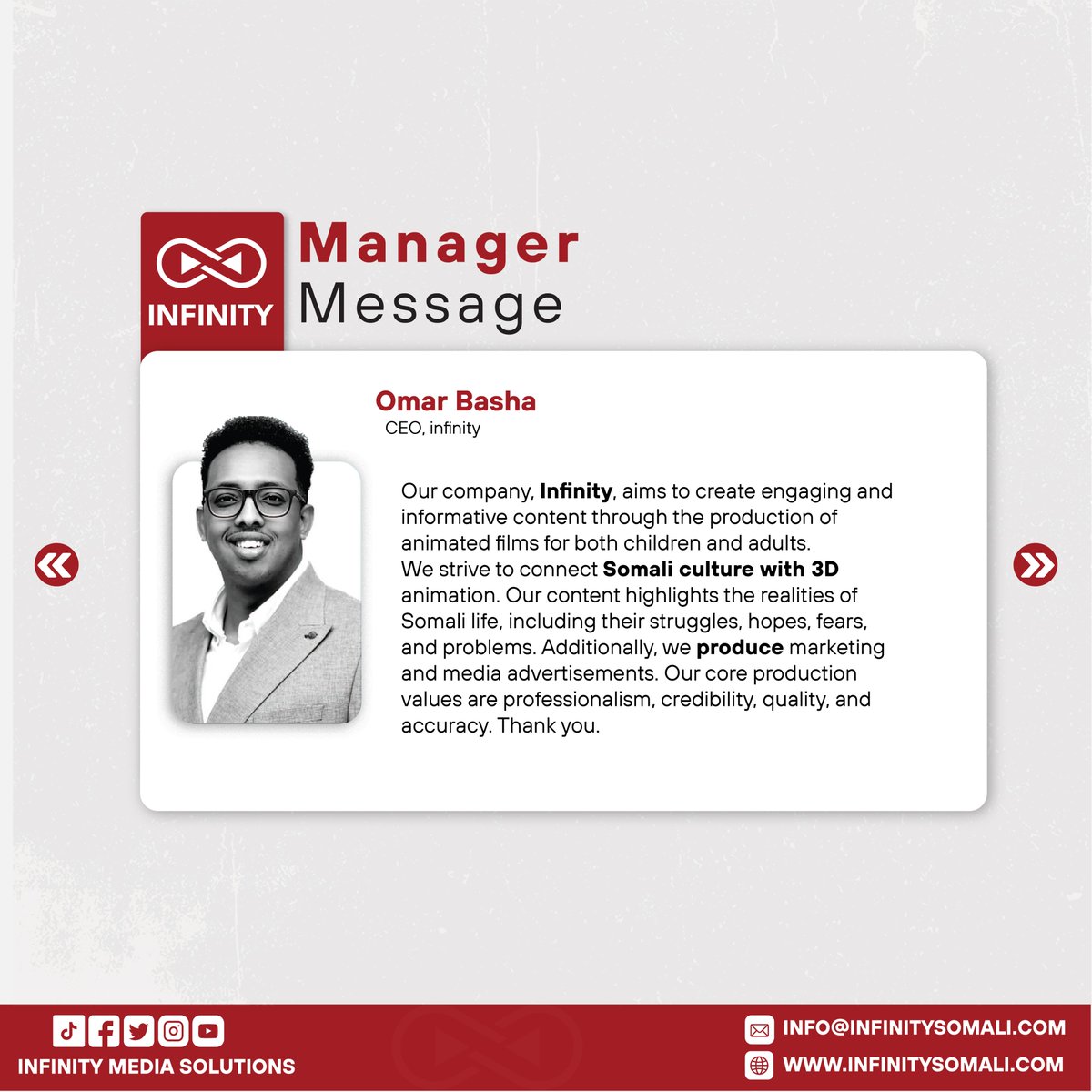 infinitysomali's tweet photo. Our Manager Message
#infinitymediasolutions
#infinitysomali https://t.co/UHDCOOybuG