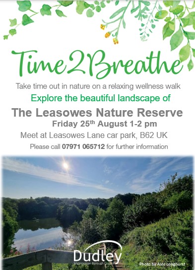 Join us on our next Time 2 Breathe walk to explore the beautiful landscape of the Leasowes Nature Reserve 🌿
@DiscoverDudley #wellbeingwalk