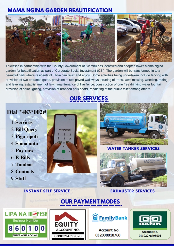 Thiwasco brings you our Monthly Newsletter featuring the activities /projects undertaken in the month of July 2023. Follow us for monthly updates on our progress. Give us your feedback on how to serve you better.
#monthlynewsletter
#projectupdate
#thiwasco
#WaterIsLife