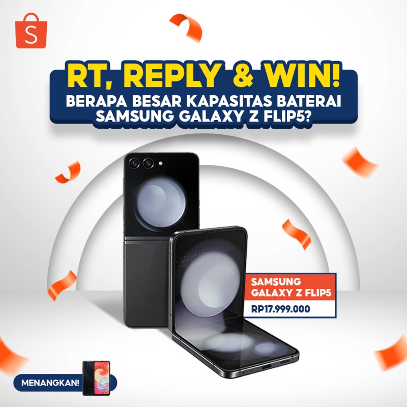 ShopeeID's tweet photo. ✨ GIVEAWAY SAMSUNG A04e✨

Hari ini mimin mau GIVEAWAY SAMSUNG SMARTPHONE nih! Caranya:

Caranya:
- FOLLOW @SHOPEEID
- RT &amp; LIKE tweet ini
- REPLY jawaban dari pertanyaan di banner ini 🤭

GOOD LUCK! 🧡 

*Klik banner di bawah buat cek jawabannya! 😆