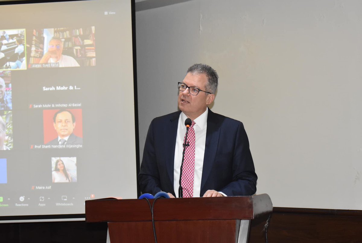 CCPSUMT's tweet photo. Micheal Rossman, Acting Mission Director, USAID, Imran Khan, Country Head, USIP, Dr. Fatima Sajjad, Director CCPS and Dr. Asif Raza Rector UMT sharing their views on the significance and value of Critical Peace Studies at First International Conference on Critical Peace Studies. https://t.co/Oz1436TvHP