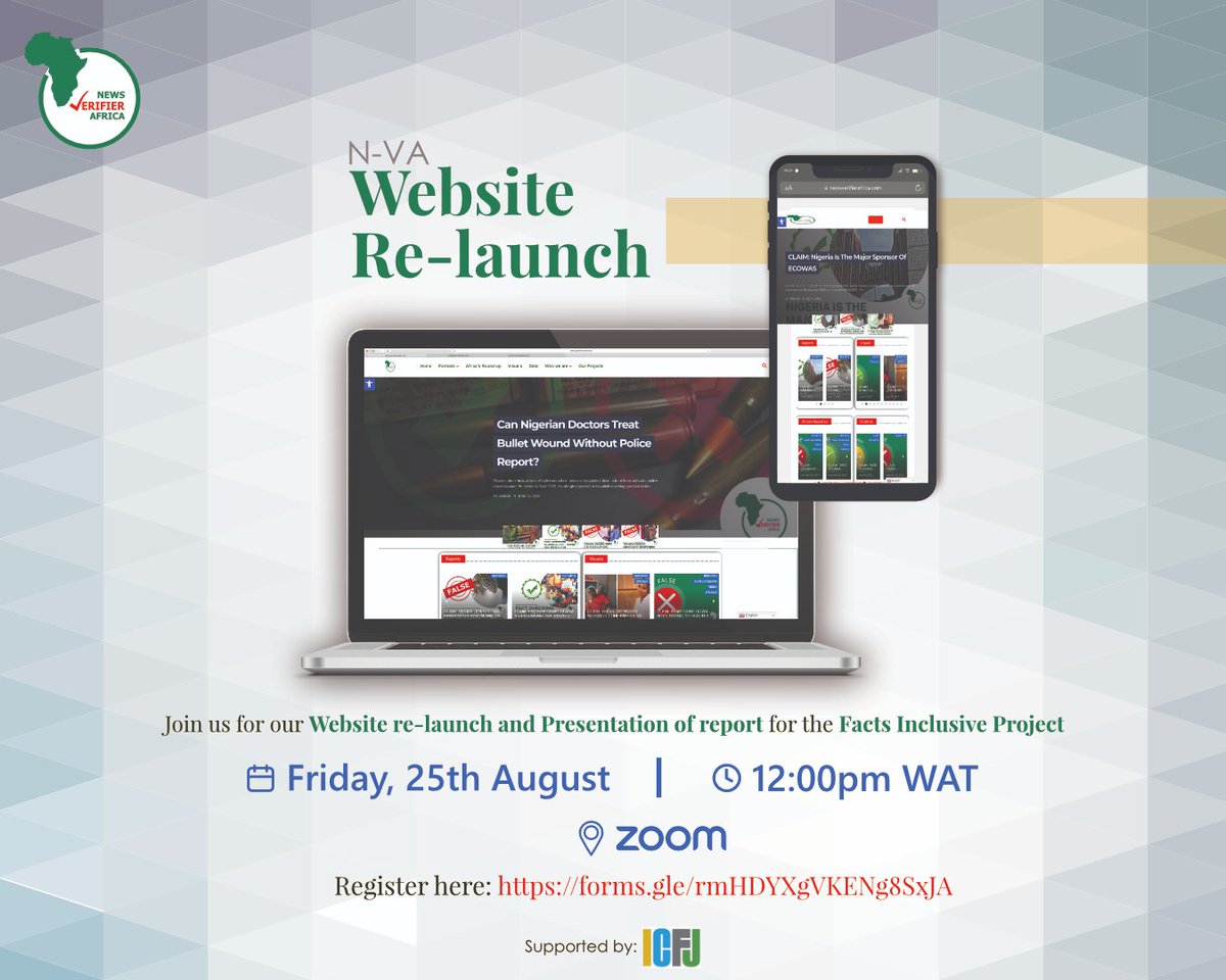 NVAFactchecks's tweet photo. One year after its participation in the International Centre for Journalists, ICFJ Leap Innovation Programme (@ICFJ), News Verifier Africa is set for a website re-launch. 

In the course of the year, we interacted with deaf and blind persons across the country. https://t.co/DaKweO0eiu