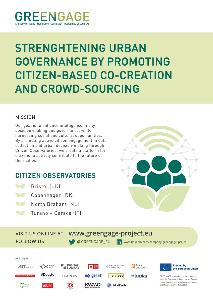 We work in #GREENGAGE 

The aim of the project is to create citizen communities with active participation to influence policy decisions on climate change mitigation and adaptation

Follow @GREENGAGE_EU 
More about greengage-project.eu