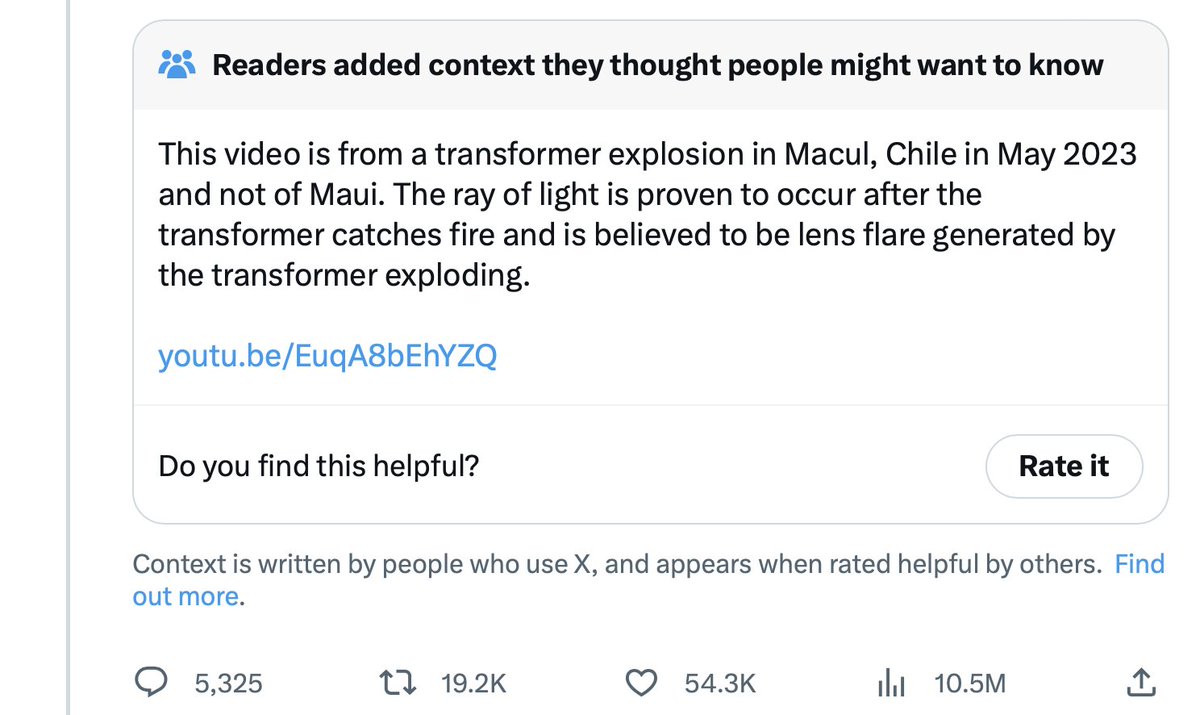 Shayan86's tweet photo. He was warned not to post this video from Maui, Hawaii, which it turns out is actually an explosion in Macul, Chile, in May. 

It got 20,000 retweets, 54,000 likes and 10 million views before being Community Noted. 

He's making money from viral false posts like this. https://t.co/SjtJmNHm0X