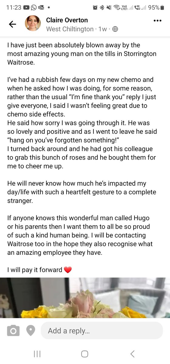 gr00shka's tweet photo. @waitrose looks like you have an outstanding young man working in a shop in Storrington. This was posted on nextdoor social app. Well done Hugo https://t.co/bgdrbBsxTo
