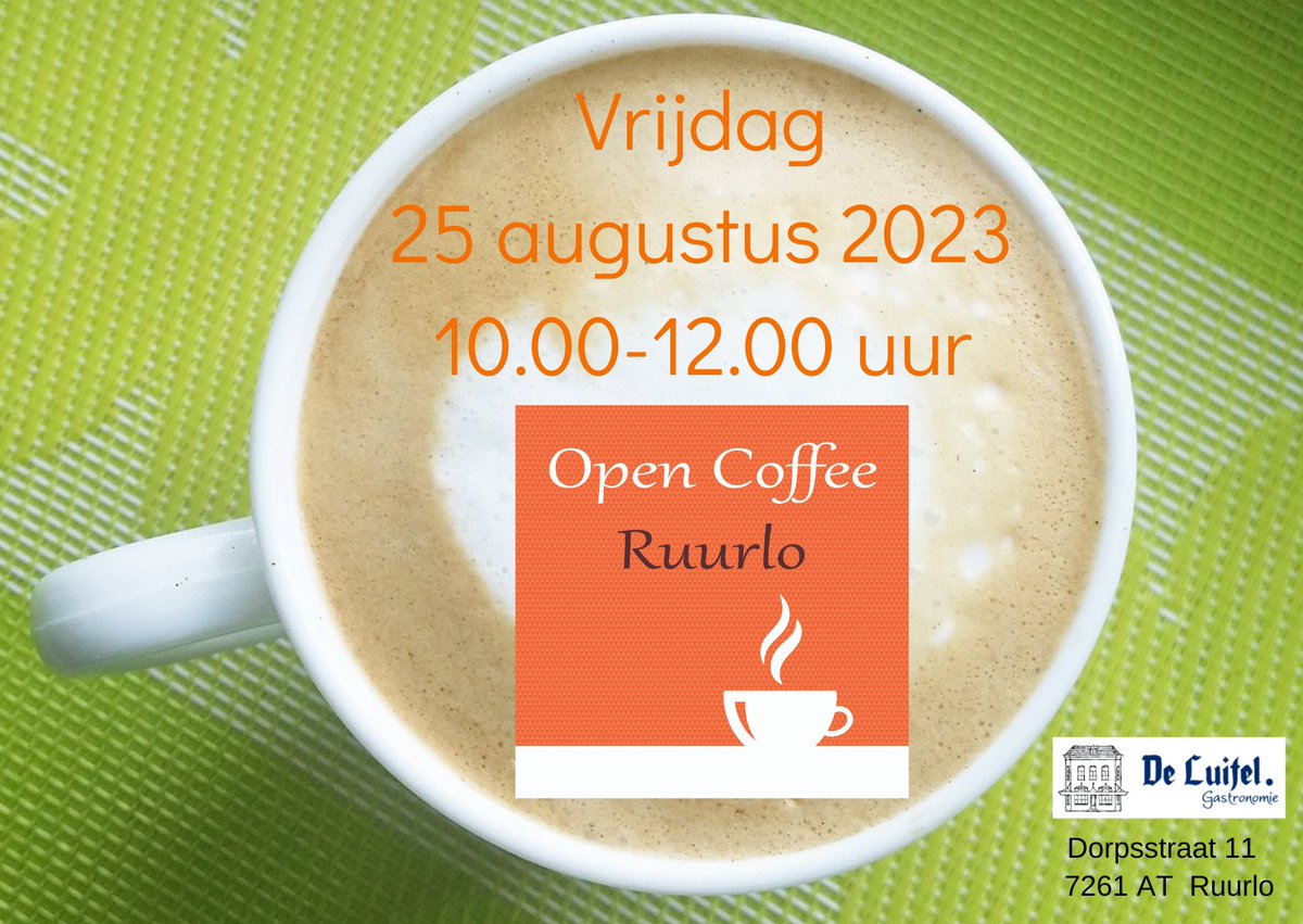 Finsalus's tweet photo. Voor in de agenda: vrij. 25 aug a.s. van 10-12 gezellig #netwerken bij #OpenCoffee #Ruurlo
Gastronomie #DeLuifel : betaalbare laagdrempelige #netwerkbijeenkomst voor #ondernemers #Achterhoek Maandelijks
zonder lidmaatschap; alleen kosten eigen consumptie #ondernemen #Achterhoek https://t.co/9mpRAfz9vR