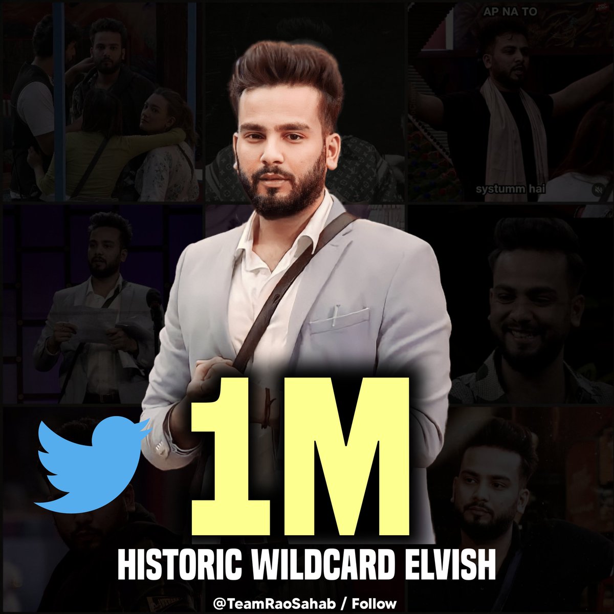 RahulYa20559901's tweet photo. Congratulations Bhai @elvisharmy 
 
  1 million+ tweet  complete 🚩❣️
    
   HISTORIC WILDCARD Elvish   
@ElvishYadav https://t.co/ShoQZbh4zx