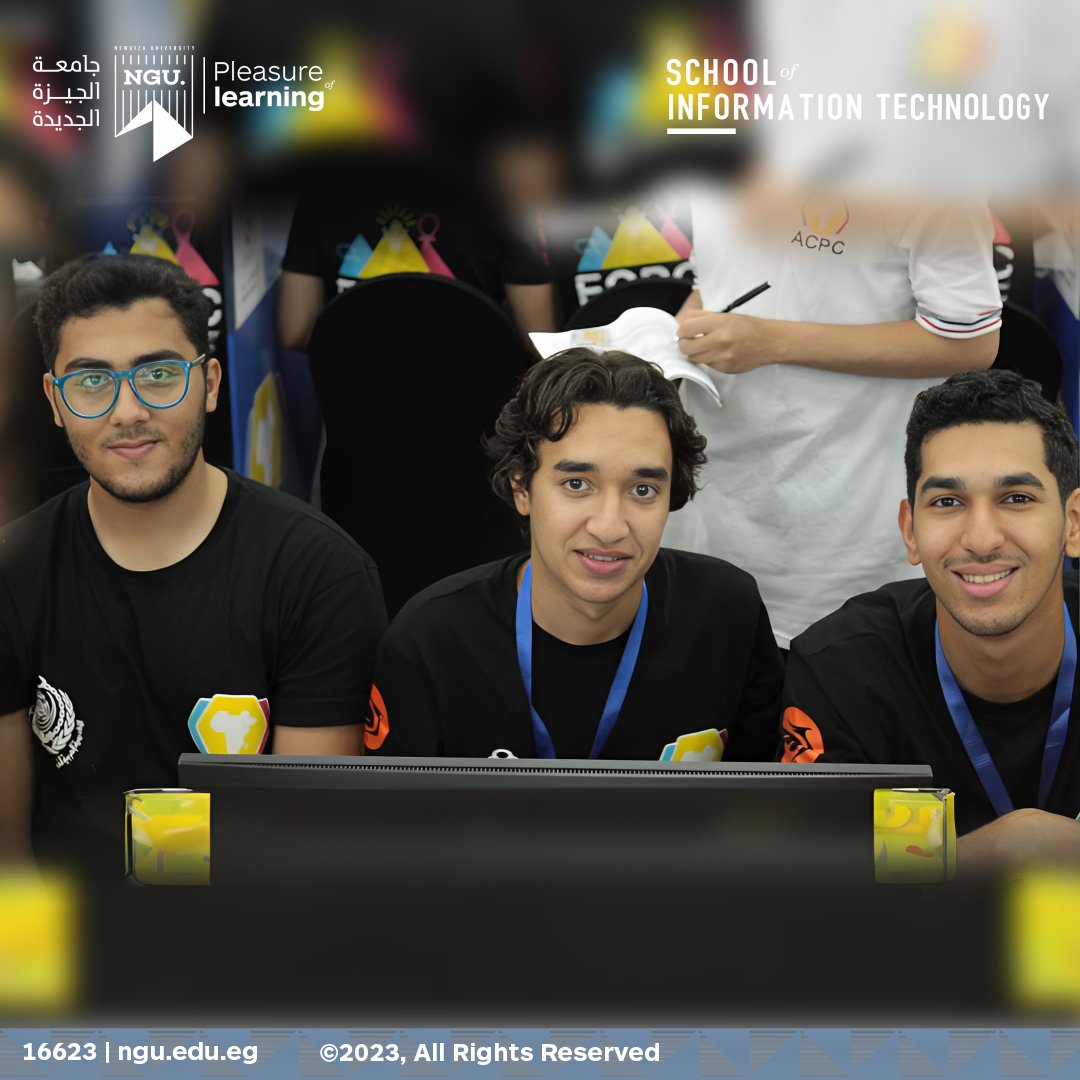 NGUegypt's tweet image. SOIT 2nd-year teams debut strong at Egyptian Collegiate Programming Contest. Newcomers shine, advance to finals. NGU students' passion and potential showcased, earning university pride. #NGU #SOITSuccess #ProgrammingTalent