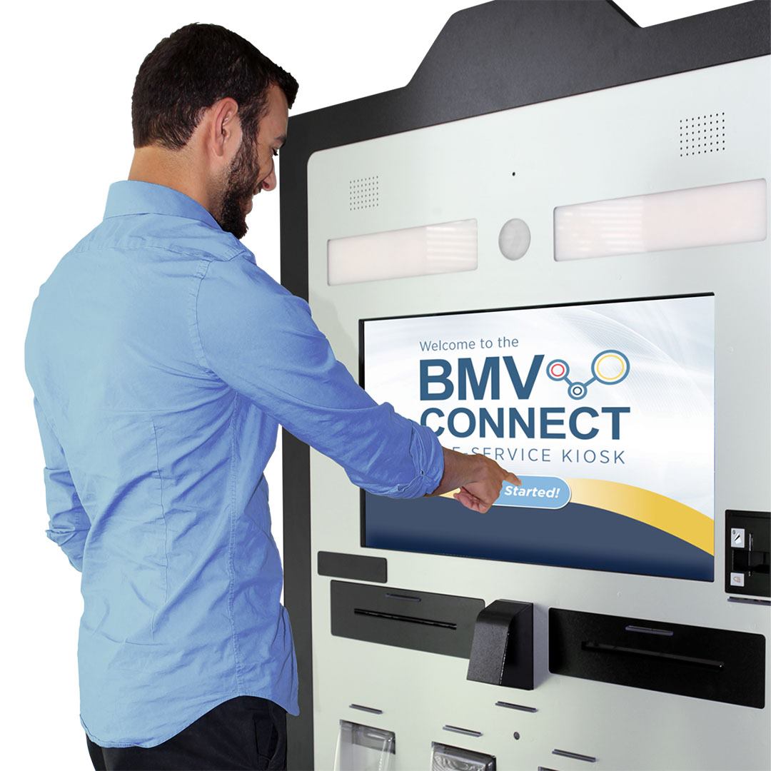 INBMV's tweet image. BMV Connect enables Hoosiers to complete multiple BMV transactions 24 hours a day, seven days a week, now with a Spanish option. Find a BMV Connect kiosk near you at in.gov/bmv/branch-loc…. #INBMV #BMVConnect #selfservicekiosk #enespanol