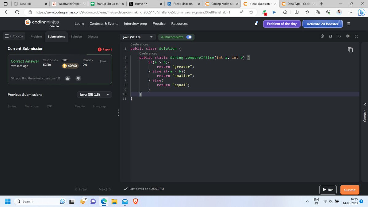 Day 13 of #100daysofcode

Today I revise that I have learned, and I am coding in Coding Ninja Slayground challenge of #21daychallenge of #codingninjas #day1&day2codingninjaslayground .