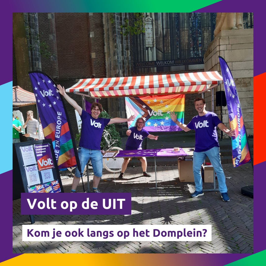 Vandaag start de Utrechtse Introductietijd (UIT). Volt is ook van de partij! Kom langs op de stand en vraag ons naar waar Volt voor staat, en hoe we dat doen. Je vindt ons tot 17:00 uur op het Domplein. #volt #uit2023 #uit #voltnederland