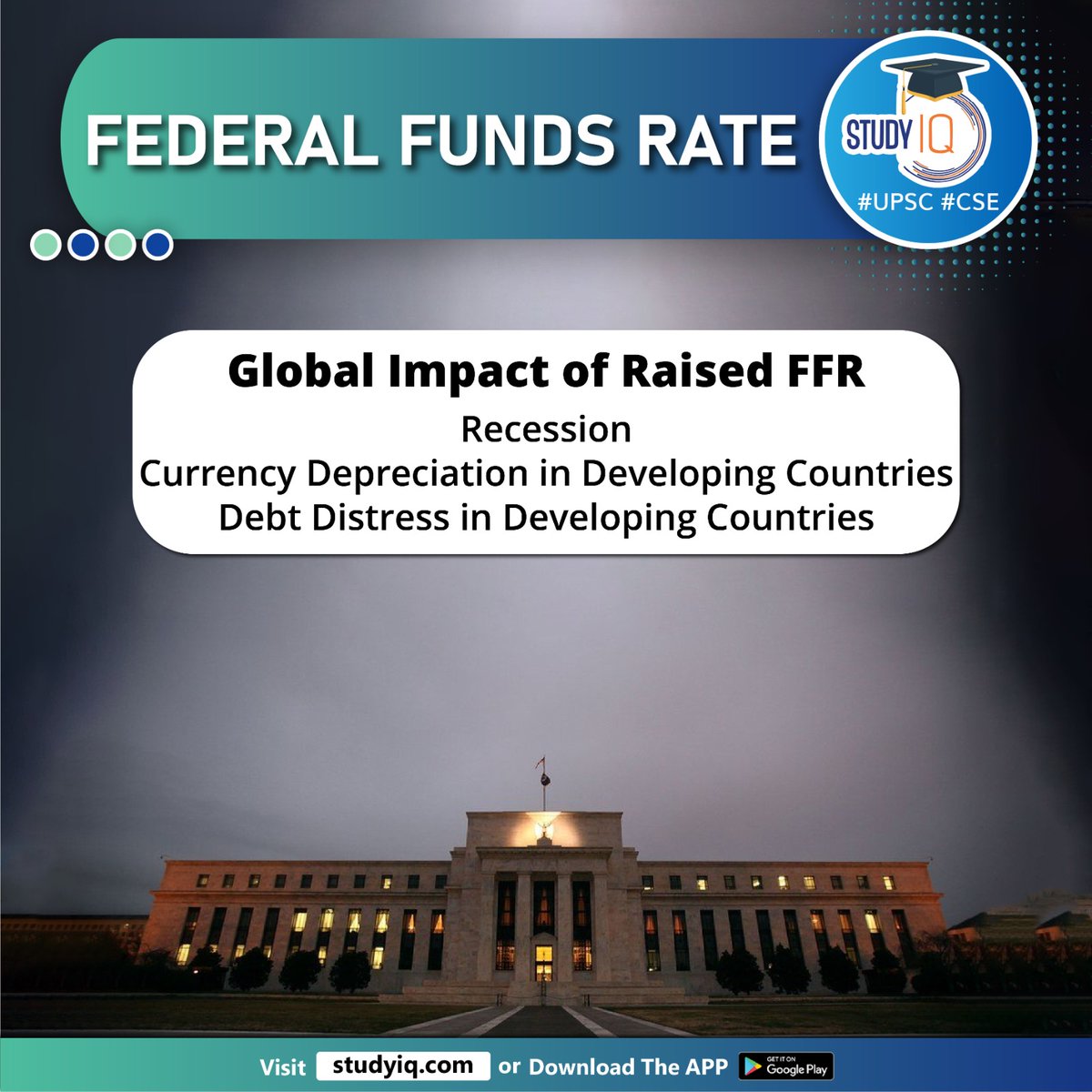 upsciq's tweet photo. Federal Funds Rate

#federalfundsrate #whyinnews #federalopenmarketcommittee #ffr #federalfunds #interestrate #bankscharge #reservebalances #usfederalopenmarketcommittee #fomc #upsc #cse #ips #ias https://t.co/RjACR0ORaO
