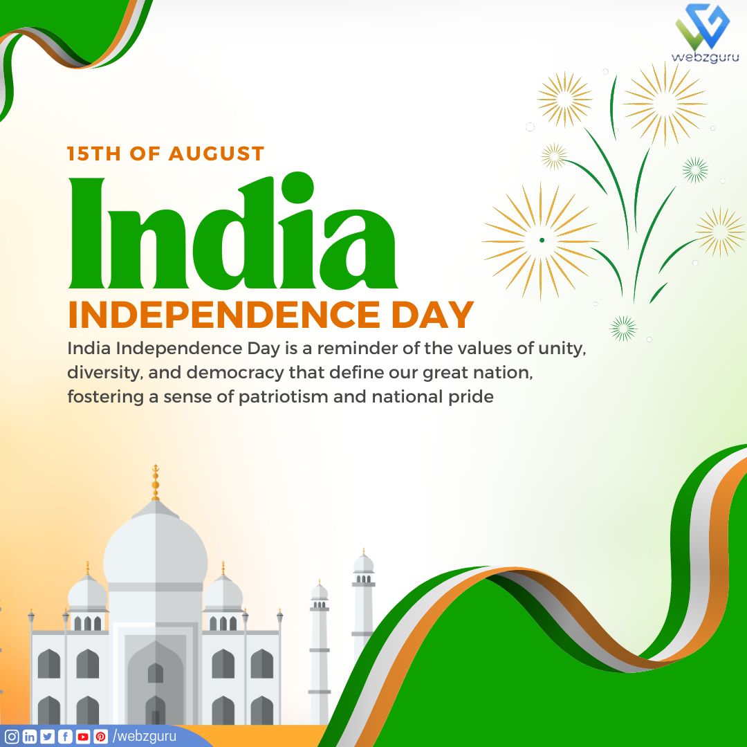 webzgurunet's tweet image. We commemorate 77 years of independence and renew our commitment to shaping a prosperous and inclusive India. Happy Independence Day! #ProgressTogether #HappyIndependenceDay #ProgressAndUnity #India77 #CelebratingIndia #IndependenceDaySpirit #TriColorPride #webdesign #Webzguru