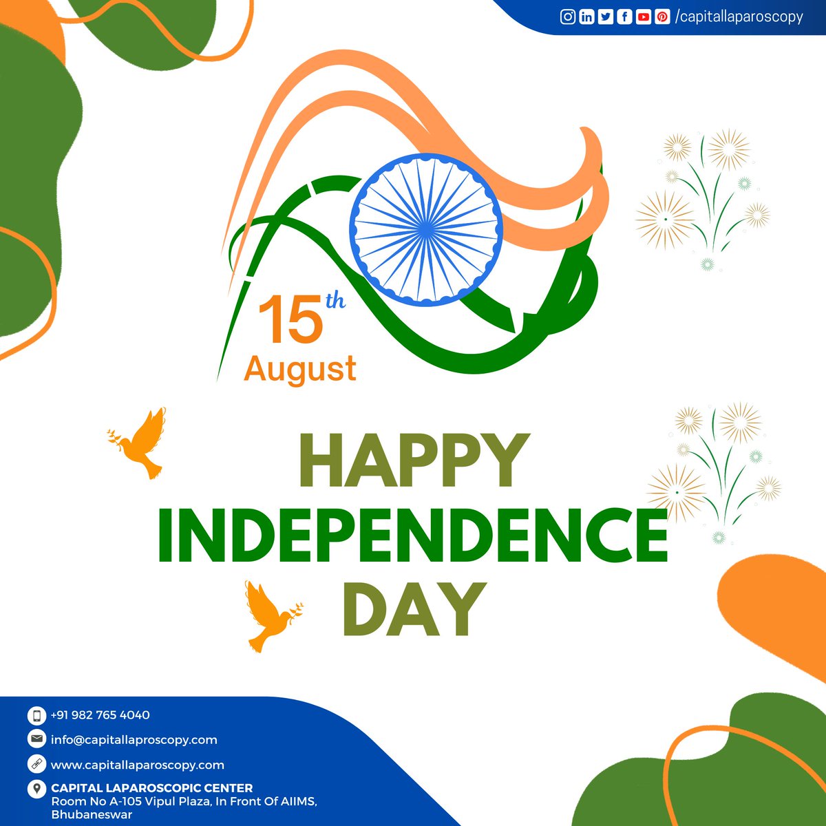 CLaparoscopy's tweet photo. Let's unite as one and celebrate the diversity that makes India truly remarkable. Happy 77th Independence Day to all!
#UnityInDiversity #IndependenceDay #RisingNation #GloriousPast #BrightFutureAhead #NationOnTheMove #HopeForTomorrow #bbsrlaparoscopy #capitallaparoscopy https://t.co/nE9UOZTCqS