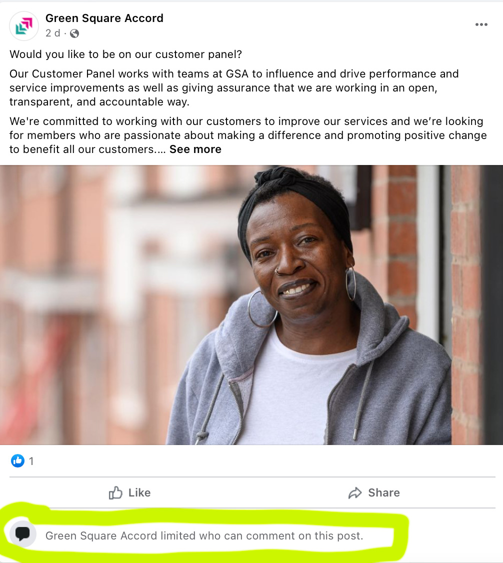 Anyone else see the blatant contradiction here?  
#GreenSquareAccord #RuthCooke #VoiceOfTheCustomer #CustomerEngagement #UKHousing #HousingAssociations