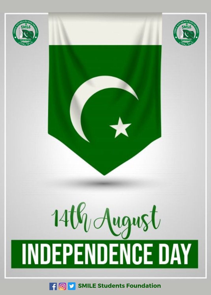 Smile_Students's tweet photo. #HappyIndependenceDay 
#PakistanZindabad #Pakistan
#SmileStudentsFoundation https://t.co/LfFiJZjyf3