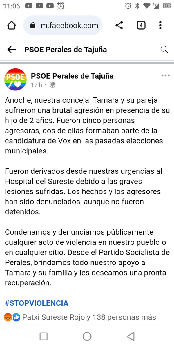 Nos hacemos eco de este comunicado del PSOE de #PeralesDeTajuña

Contra su #odio, #solidaridad