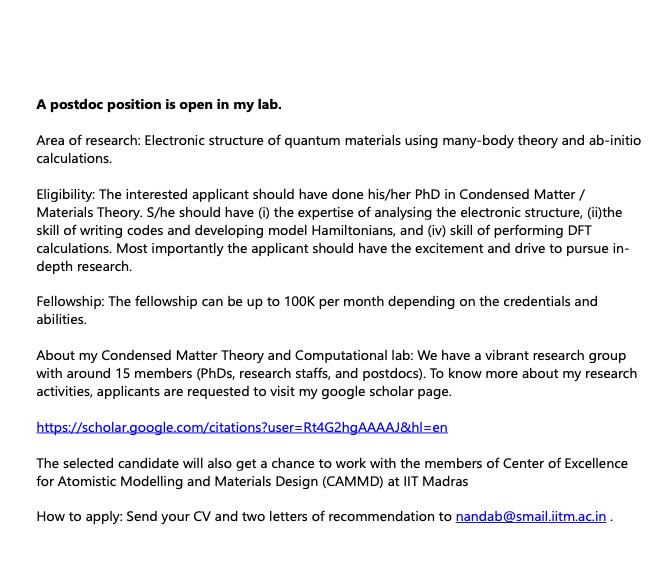 brknanda's tweet photo. A postdoc position is open in my lab at IIT Madras. Please see the attachment for details.

To learn about my research please visit my google scholar page.

https://t.co/nWJEvBG7zy https://t.co/d8e1sXL8Ut