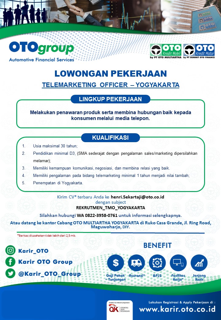 skrrrtaji's tweet photo. Boleh dibantu share loker untuk teman-teman jobseeker penempatan Yogyakarta, Terimakasih.  @hrdbacot @mas_recruiter @ezash https://t.co/VrSScR9Oav