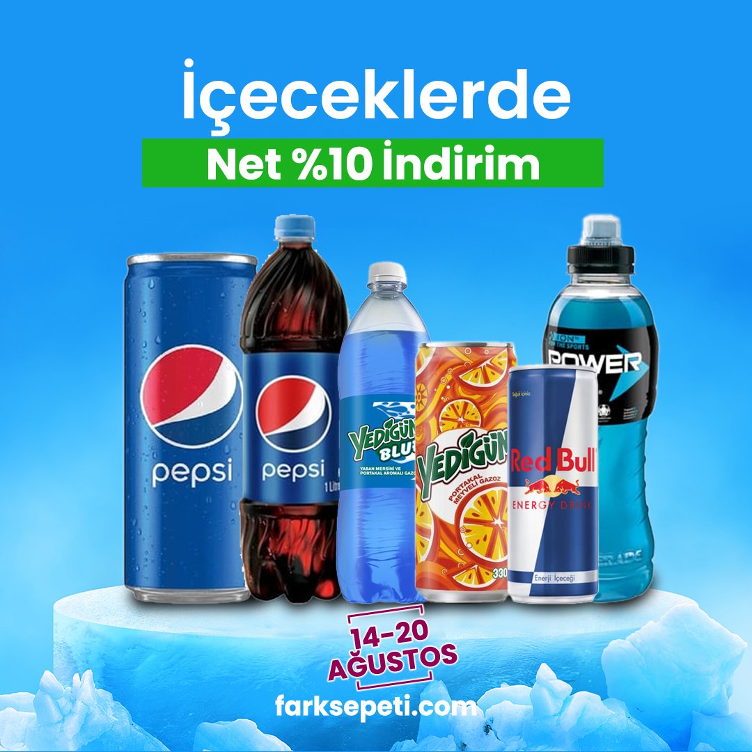 🧋İçeceklerde %10 indirim sizleri bekliyor
📲Hemen sipariş vermek için farksepeti.com a tıklayabilirsiniz
#içecek #kola #redull #yedigün #pepsi #powerade