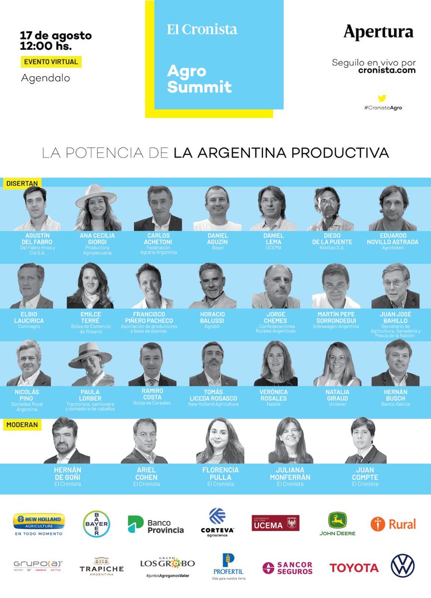 ¡Te invitamos a participar del evento virtual “La potencia de la Argentina productiva”, en el cual estará Jorge Chemes, presidente de CRA!

Será el día 17 de agosto a las 12hs

Lo podrás seguir en vivo a través de cronista.com

¡Te esperamos, no te lo pierdas!