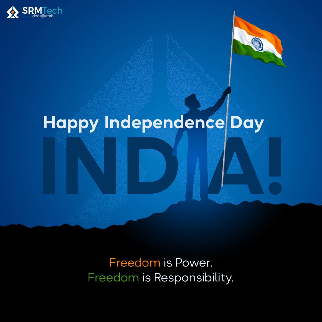 SRMTechOfficial's tweet photo. The journey towards a prosperous &amp; harmonious India begins with cherishing our hard-fought freedom &amp; the responsibilities that come with it.

As we mark our 77th #IndependenceDay, let's remember to value the sacrifices made &amp; stand for peace,inclusivity,&amp; progress. 🇮🇳

#SRMTech https://t.co/BisdZ0l5wY