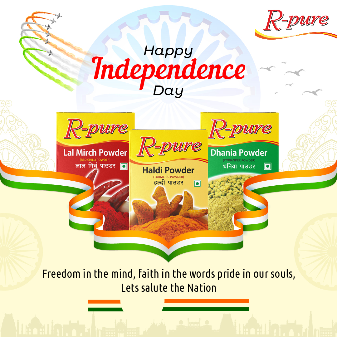 RpureM's tweet photo. Freedom in mind, faith in the words, pride in our souls – Let's unite and salute the Nation on this 15th August Independence Day.
Happy Independence Day
#RPure #happyindependenceday #rpurerecipe #Delicious #trending #CookingWithRPure #FlavorfulSpices #independenceday #india https://t.co/KGhMF0PP0b