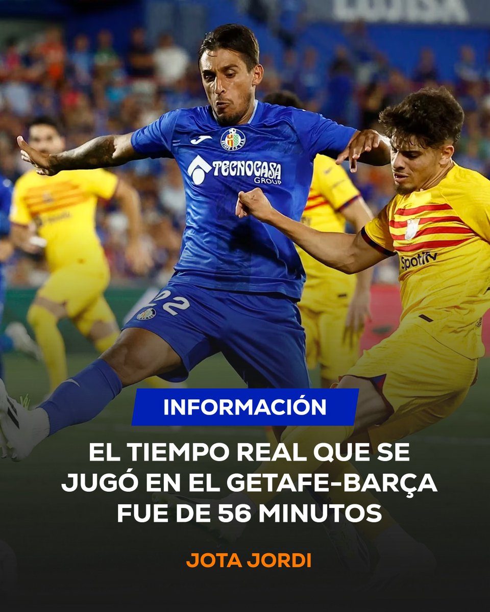 elchiringuitotv's tweet photo. 😳 De los 115 minutos que duró el Getafe-Barça, realmente solo se disputaron... ¡56 minutos!

⏱️ De los 15 minutos del descuento de la segunda parte solo se jugaron 5 minutos.

👉 Vía @jotajordi13 https://t.co/9bg5zDKDCZ