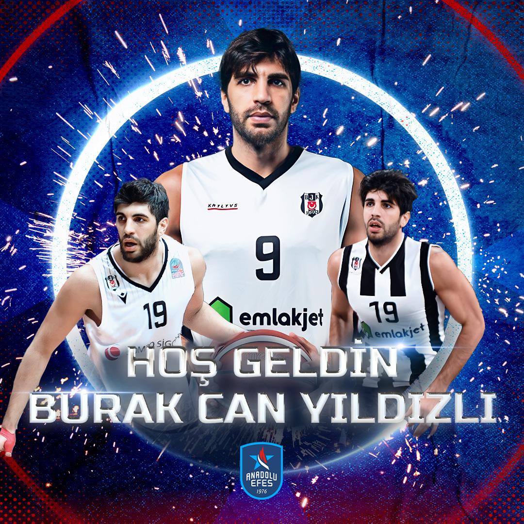 AnadoluEfesSK's tweet photo. Başarılı oyuncu @byildizli11 ile 1 sezonluk sözleşme imzaladık! ✍️
#HoşGeldin Burak Can
#HouseOfBlue
#BenimYerimBurası https://t.co/UIz5Ez5NT0