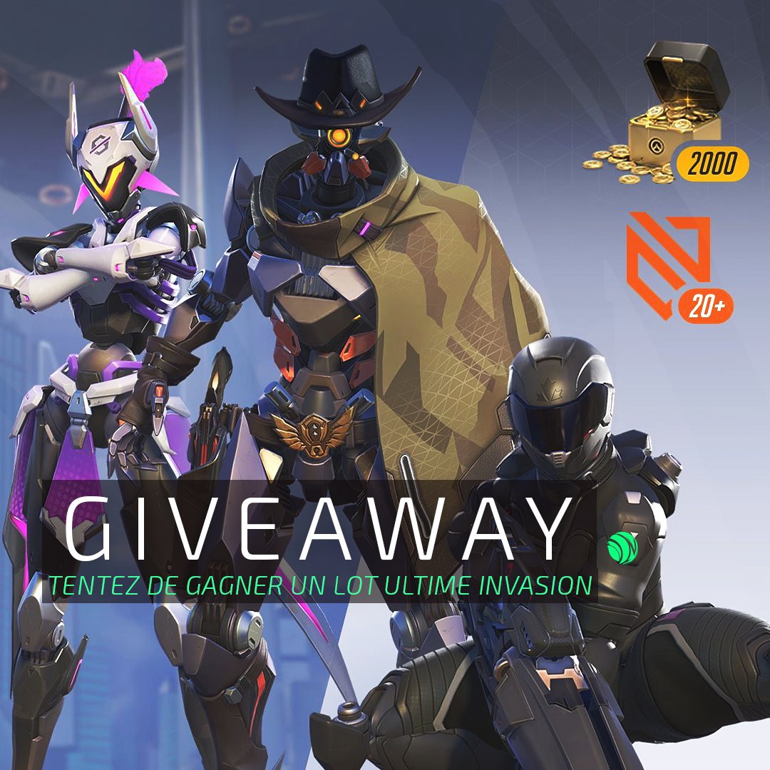 ☀️Pack Invasion Ultime GIVEAWAY☀️
#Giveaway #Concours #Overwatch2  

- 3 Missions PVE
- 2000 Pièces
- Battlepass + 20 palliers
- Skin Sojourn
- Skins Kiriko &amp; Cassidy

1⃣RT ce post
2⃣Follow <a href="/NanaK_V/">NanaK</a> 
📅TAS Lundi 21/08