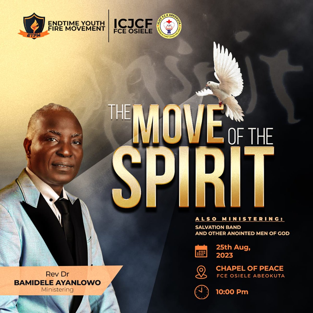 Dlmofficial_'s tweet photo. EYFM is an Interdenominational Movement by God through his servant Rev Ayanlowo to raise youth that God will teach and release fresh anointing upon for the expansion of the Kingdom. Join Dr Ayanlowo at Federal College of Education Osiele Abeokuta.
#EYFM #endtimeyouthfiremovement https://t.co/z202b5sZ3b