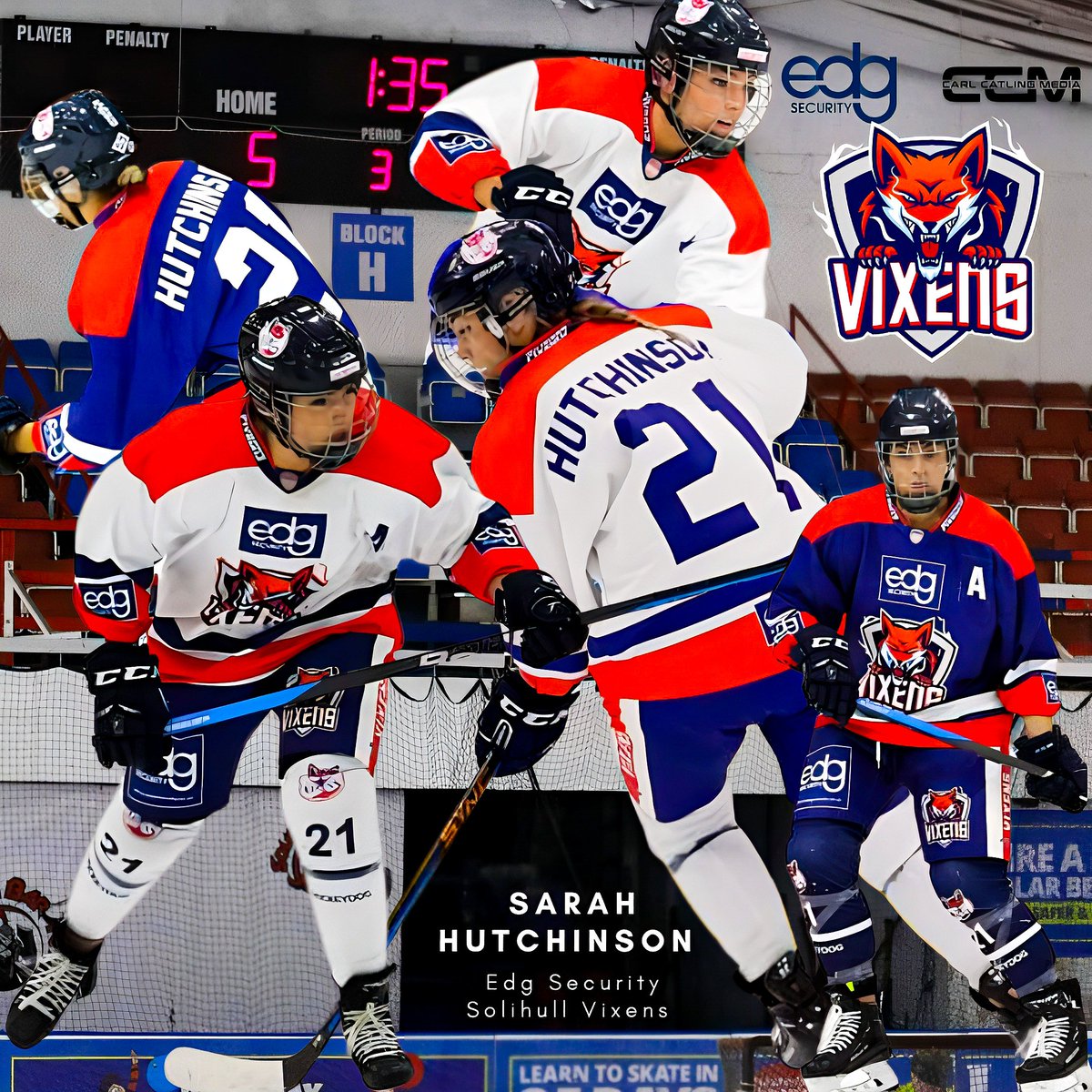 SolihullVixens's tweet photo. 🏒 Exciting moments on the ice as we pay tribute to our defensive powerhouse, Sarah Hutchinson💪 

Her leadership and skills are the backbone of our team's defence.

We're proud to have her guarding the net and leading the way. Let's go, Vixens! 

#DefensiveAce #VixensIceHockey https://t.co/rmu7pYrBCb