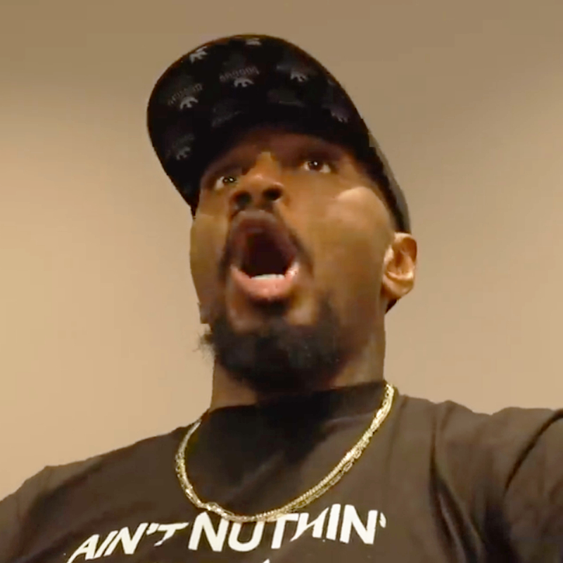 ringmagazine's tweet photo. Deontay Wilder's trainer Malik Scott's live reaction to Anthony Joshua KOing Robert Helenius was caught on camera by Matchroom as he was backstage after Derek Chisora vs Gerald Washington… https://t.co/PkdmdqSph3