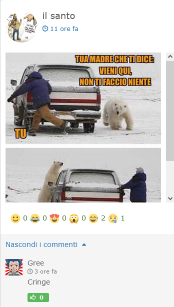 AnimeClick_Text's tweet photo. Apprezziamo che l'utente Gree si sia iscritto solo per commentare "cringe", a ogni post di questo boomerone che ha deciso di condividere il suo feed facebook su AC https://t.co/u7wQwOjP9t