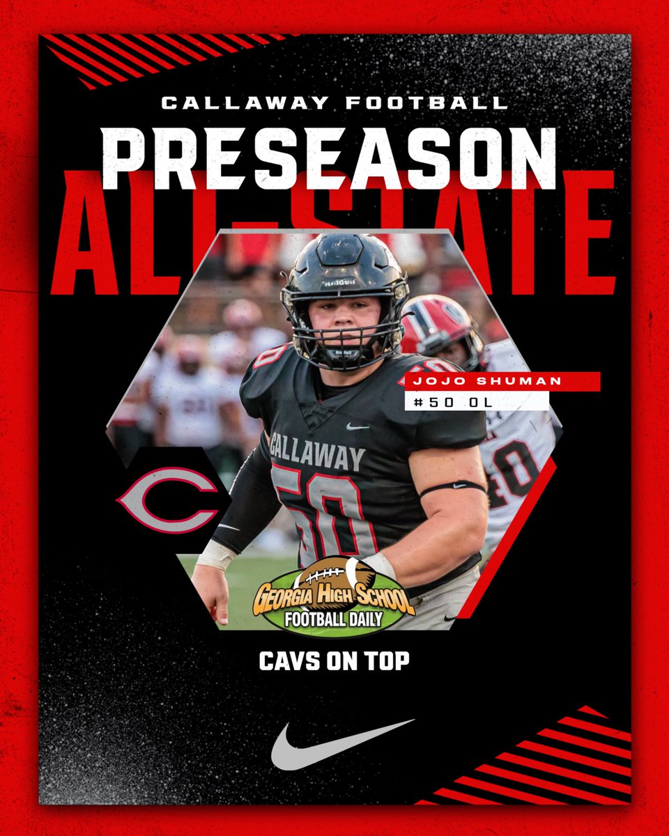 𝙋𝙧𝙚𝙨𝙚𝙖𝙨𝙤𝙣 𝘼𝙡𝙡-𝙎𝙩𝙖𝙩𝙚🥇

Congratulations to senior offensive lineman Jojo Shuman on being named to the 2023 GHSF Daily Preseason All-State Team‼️

#ᴄᴀᴠꜱᴏɴᴛᴏᴘ🔴⚫️⚔️