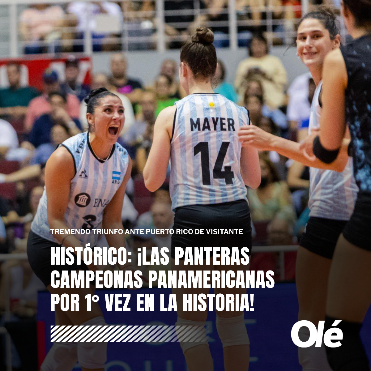 HISTÓRICO TÍTULO DE LAS PANTERAS 🏐🇦🇷
¡¡¡CAMPEONAS!!! 🏆

La Selección Argentina de vóley femenino, por primera vez en los 20 años de historia del torneo, se quedó con la Copa Panamericana al derrotar 3-2 en Puerto Rico 🇵🇷 de visitante (con todo lo que ello implica)